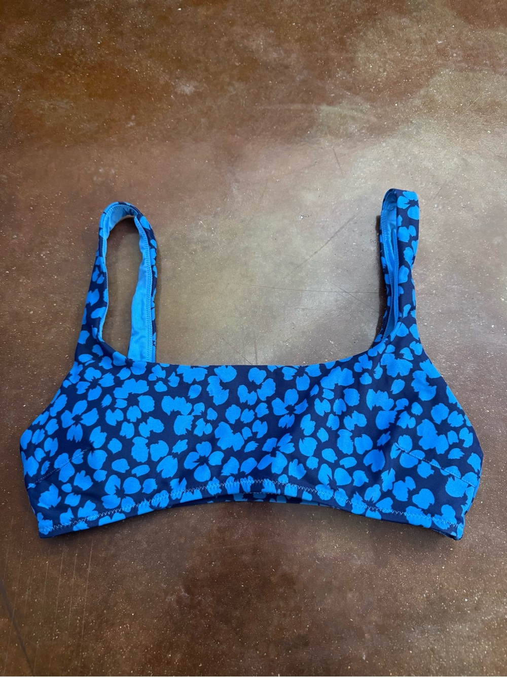 aerie Blue Floral Scoop Swimsuit Top Size Medium